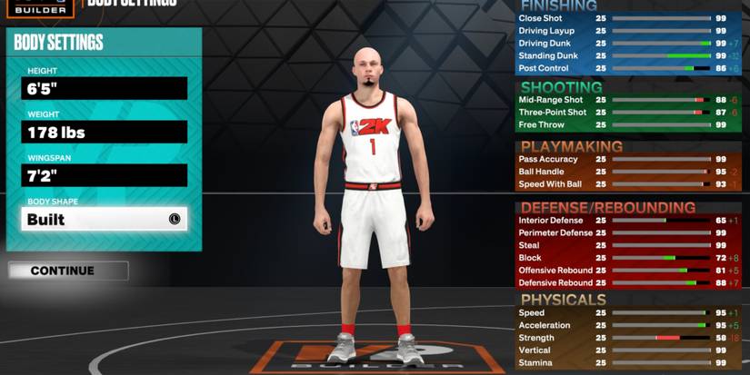 NBA 2K23 Best Dunker Build Body Settings