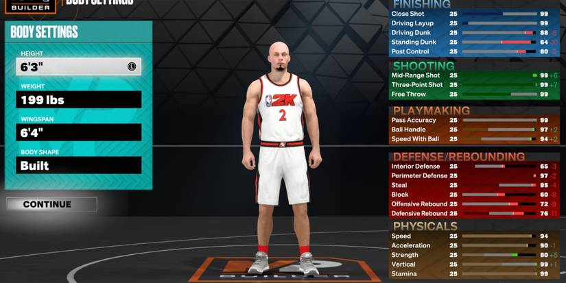 NBA 2K23 Best Shooting Guard Build Body Settings