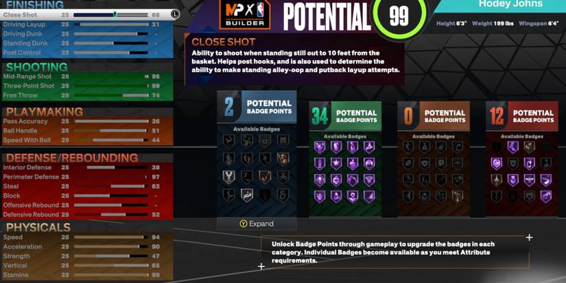 NBA 2K23 Best Shooting Guard Build Potential Attributes