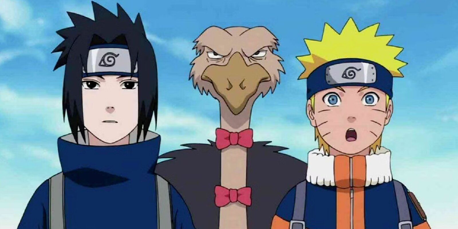 Naruto and Sasuke with a bird