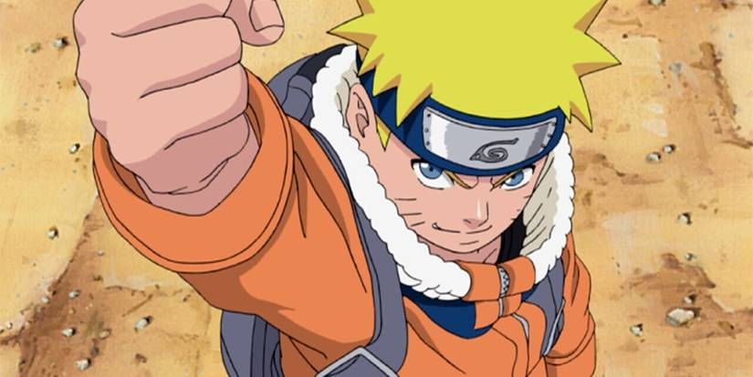 Naruto lifts his fist up