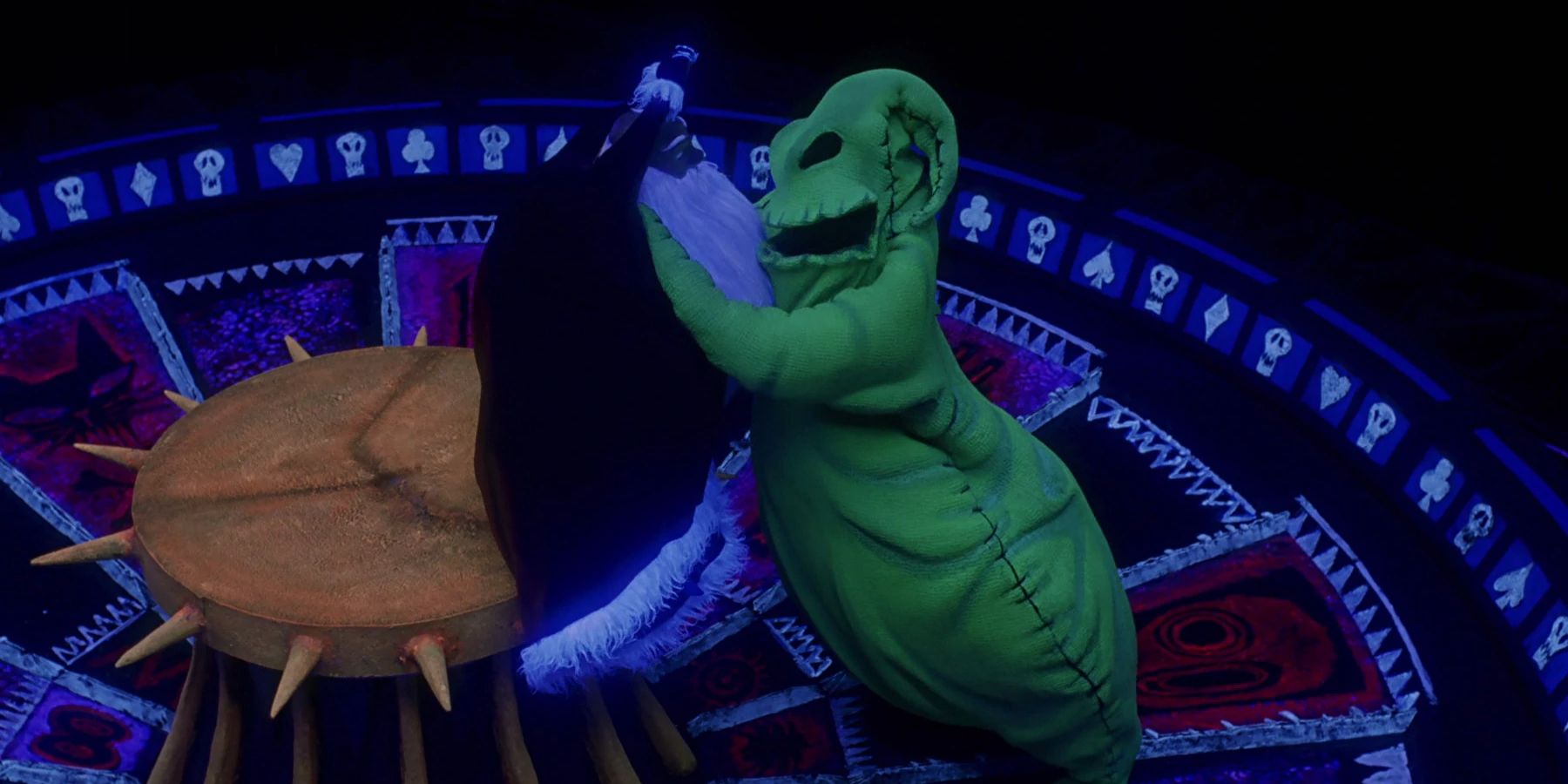 Santa Claus and Oogie Boogie in The Nightmare Before Christmas