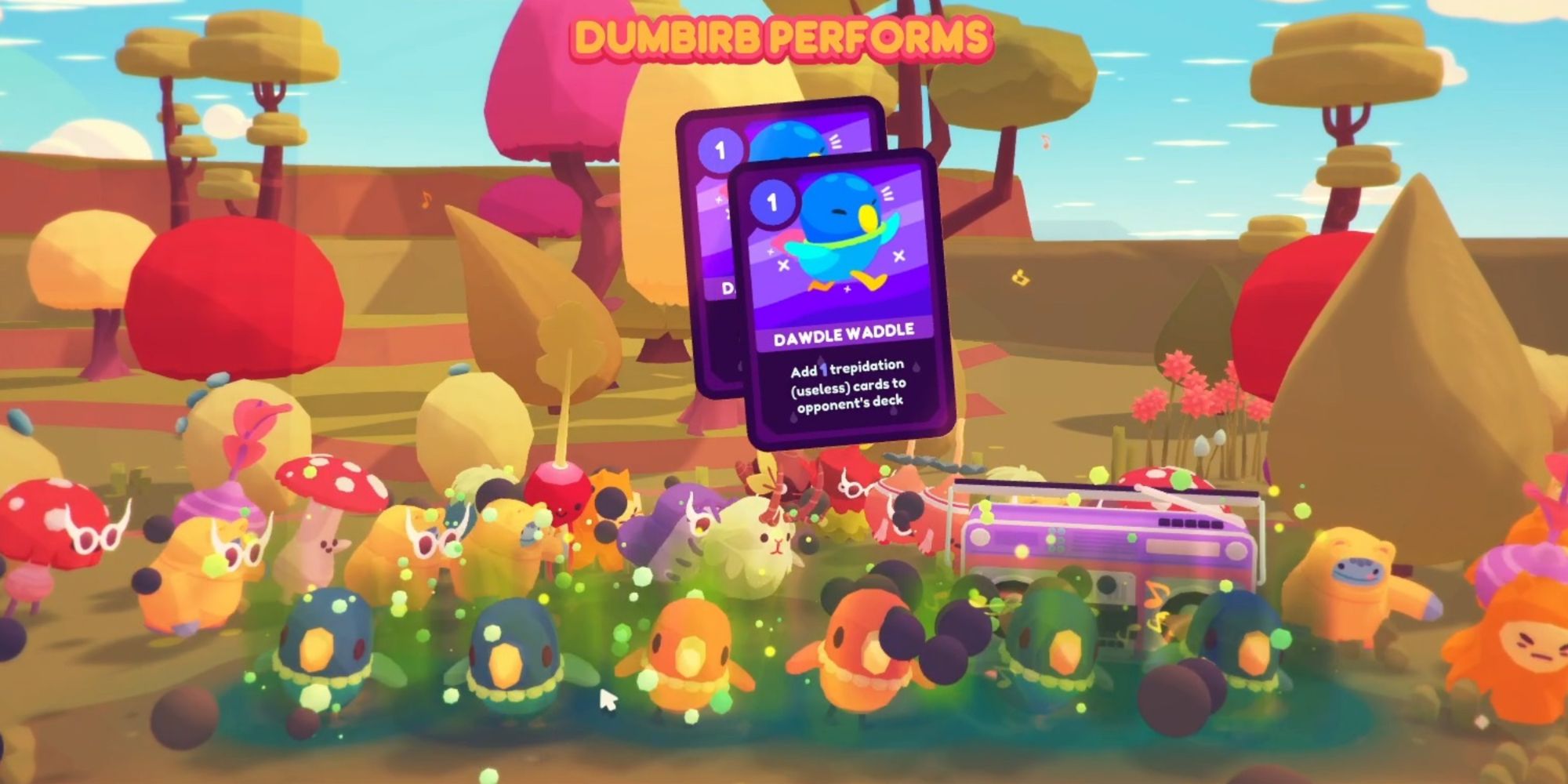 Ooblets Dumbirb Adding A Trepidation Card To The Opponent's Deck