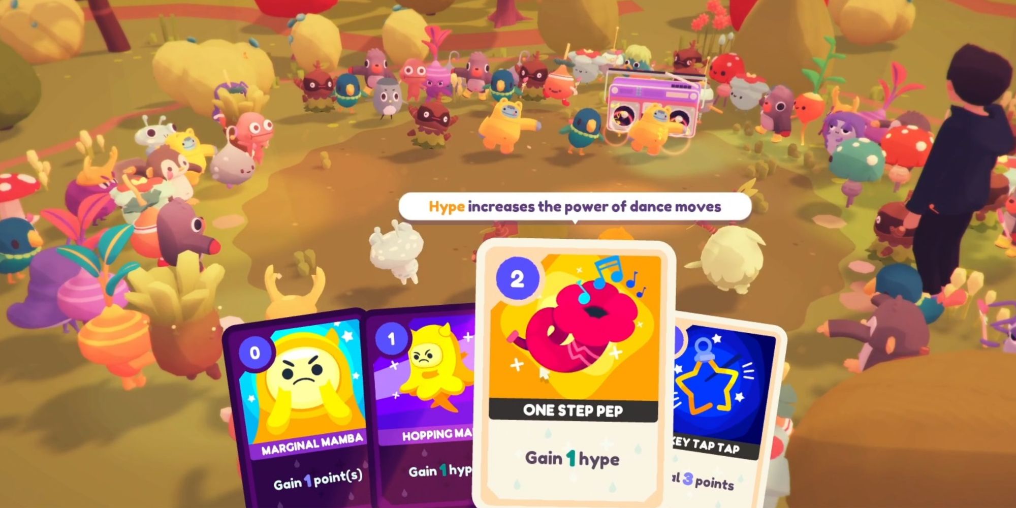 Ooblets Playing A Card That Generates Hype