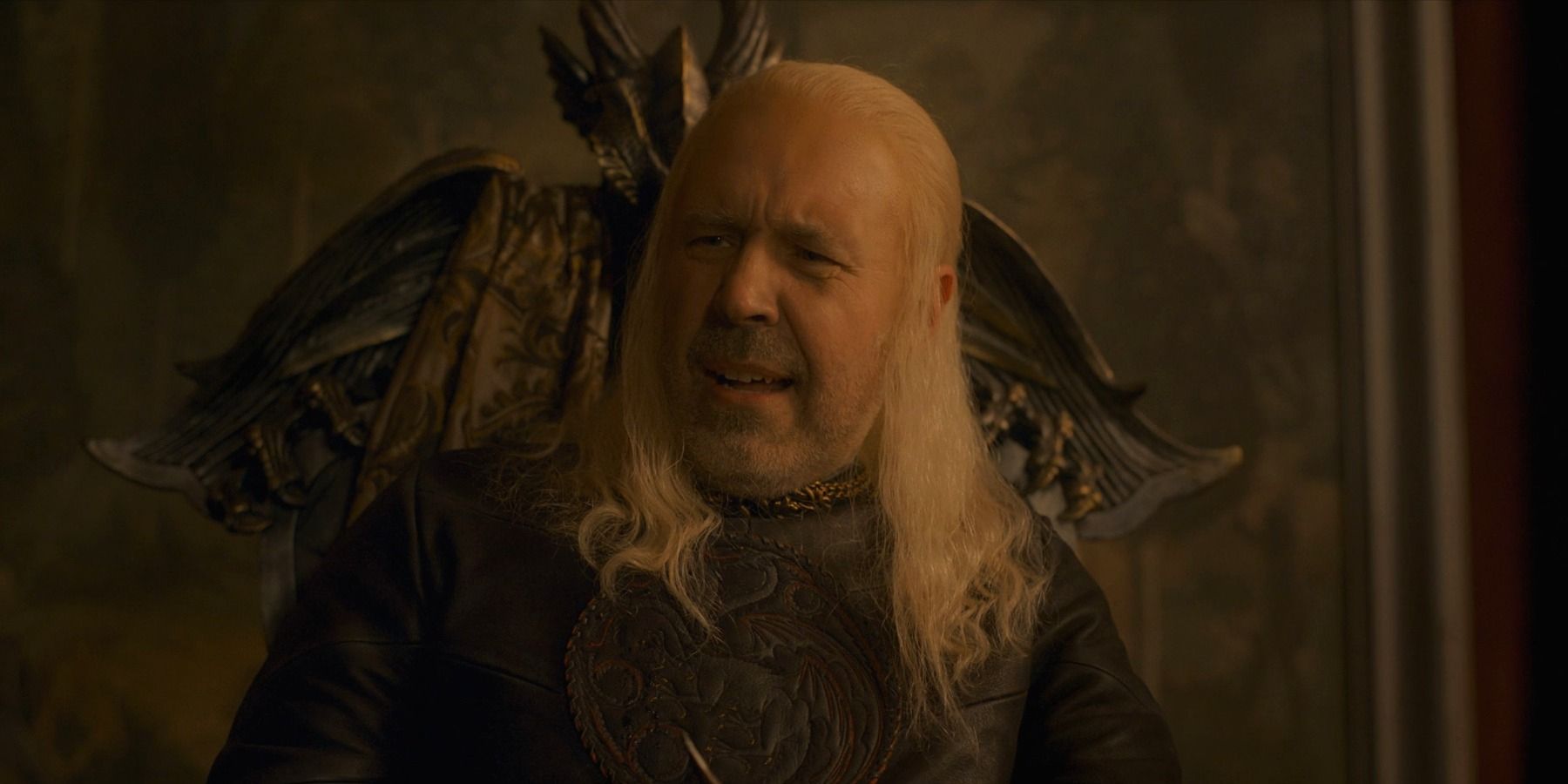 Paddy Considine as King Viserys I Targaryen confused in House of the Dragon