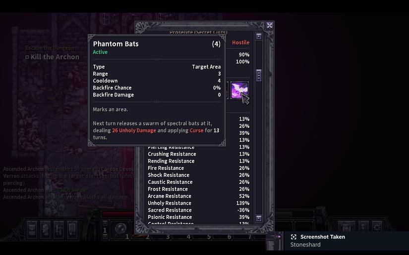 Information on Phantom Bats which has a range of 3 and a cooldown of 4.