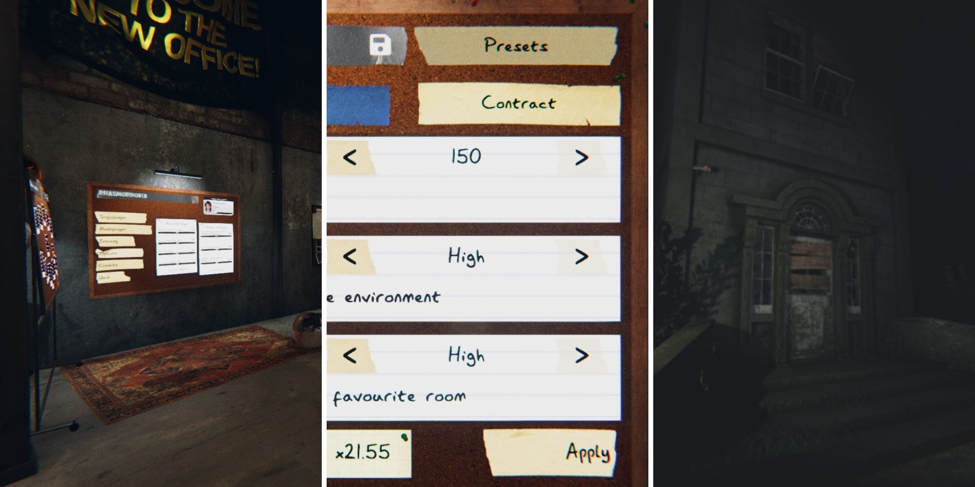 Images of the new office, the custom difficulty settings and the new map in Phasmophobia