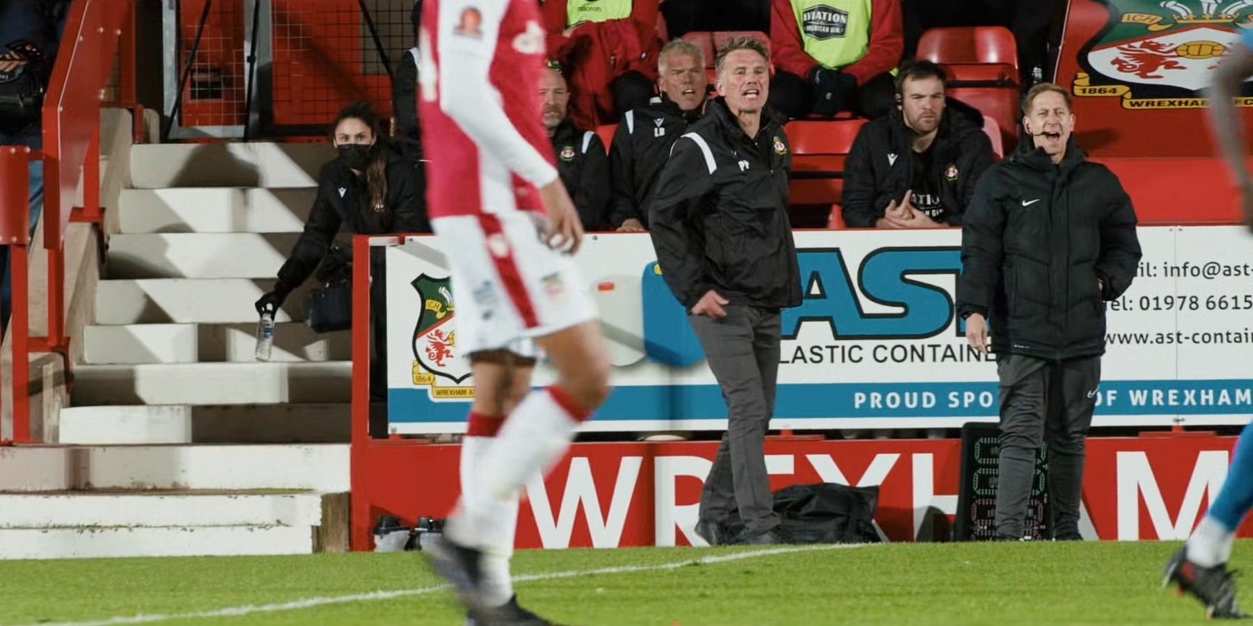 Wrexham AFC manager Phil Parkinson screaming on the sidelines Welcome to Wrexham