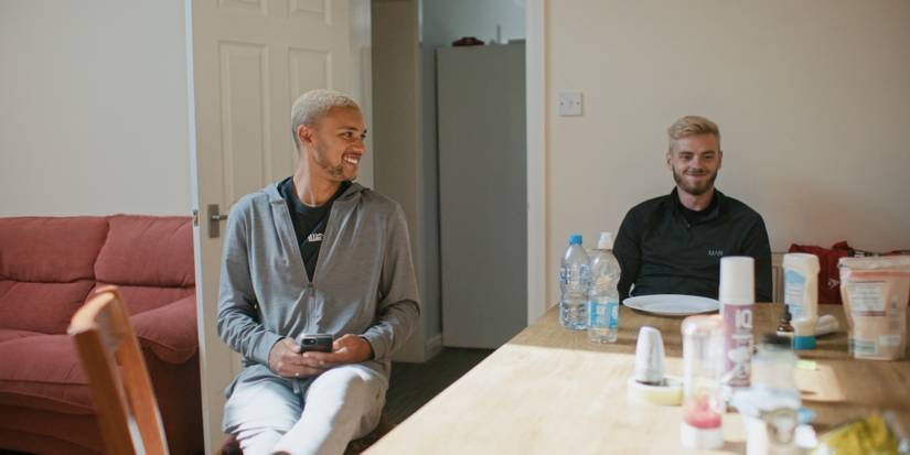 Cameron Green and Dan Jarvis in Wrexham AFC players' house