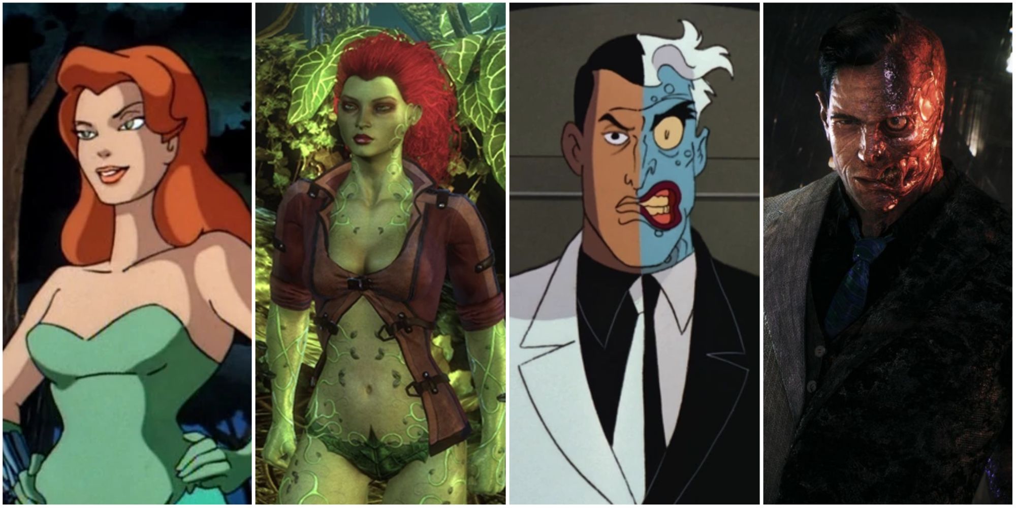 Poison Ivy and Two-Face in Batman: The Animated Series, Arkham City, and Arkham Knight
