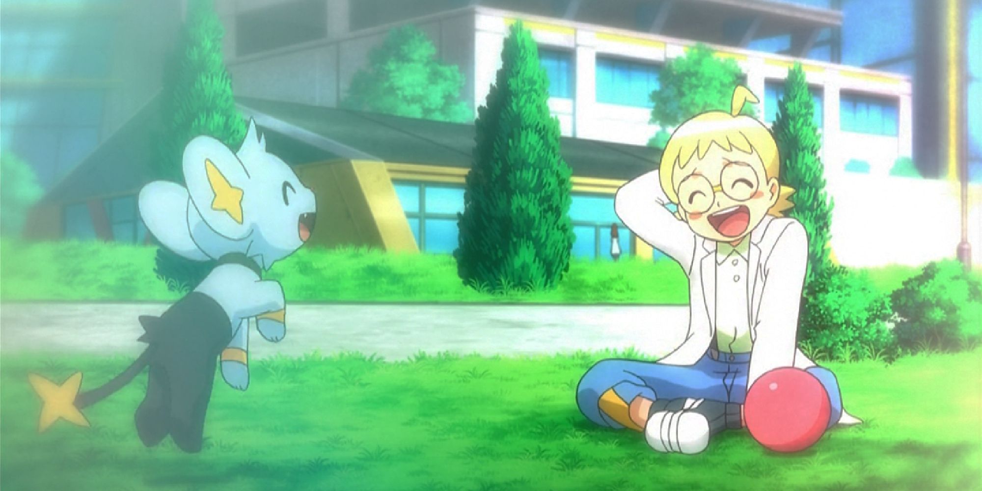 Clemont as a child playing with Shinx
