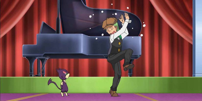 Cilan cowering in fear from a Purrloin 