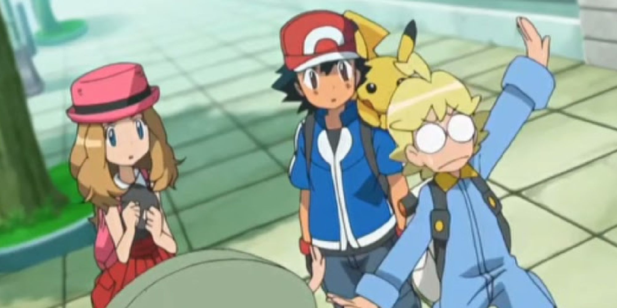 Clemont awestruck after meeting his dad with Ash and Serena