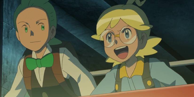 Cilan looking over at Clemont in the anime