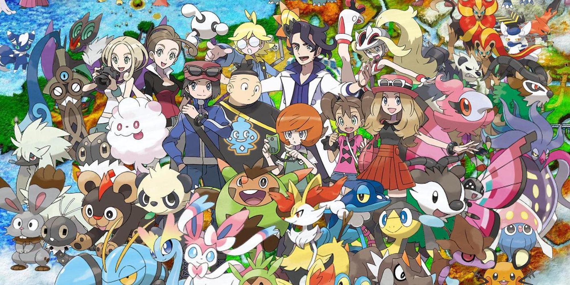 Promo art featuring characters in Pokemon X:Y