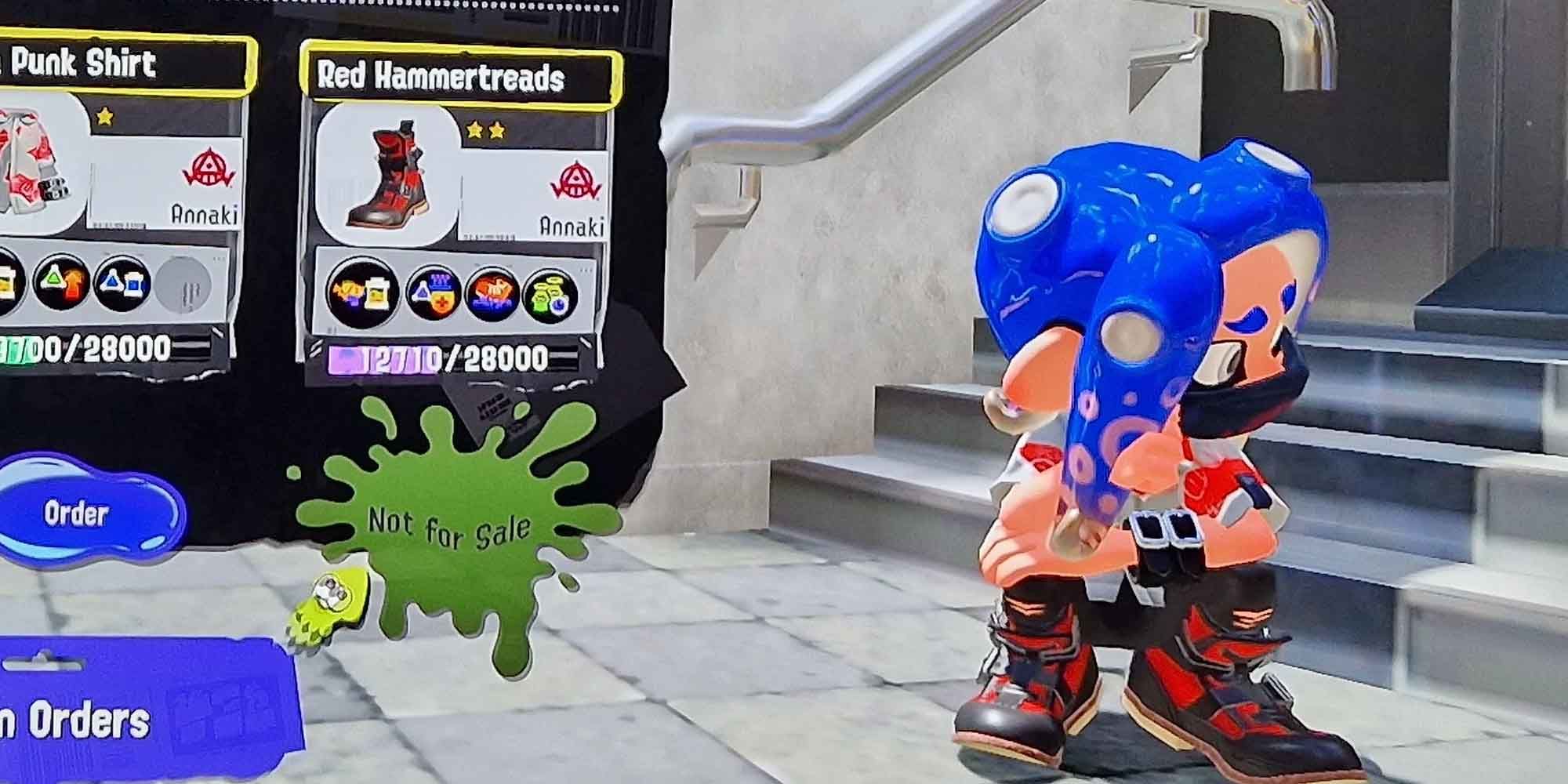 The Red Hammertread shoes in Splatoon 3