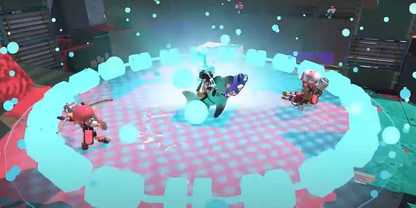 The Reefslider exploding around enemies in Splatoon 3