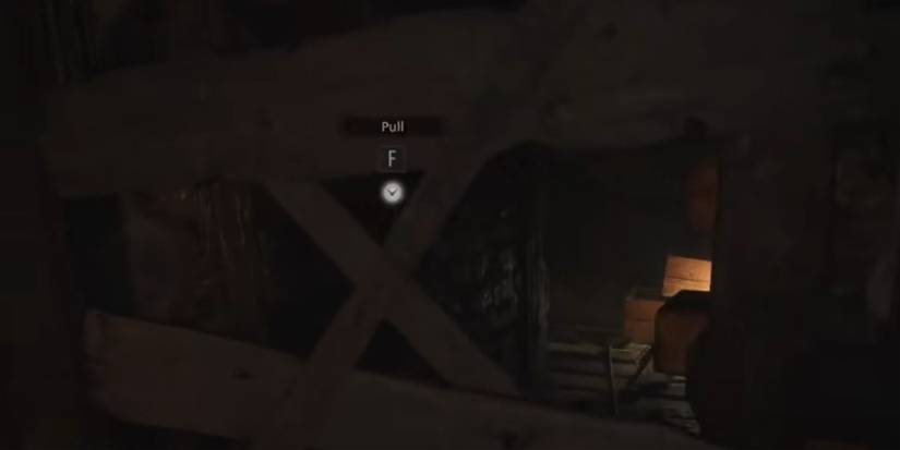 Resident Evil Village Breaking Through The Wooden Barrier In The Castle