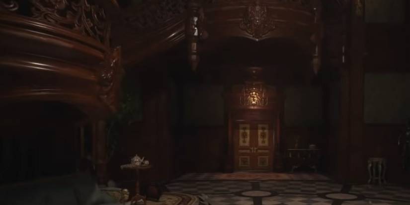 Resident Evil Village Courtyard Entrance In Chandelier Room