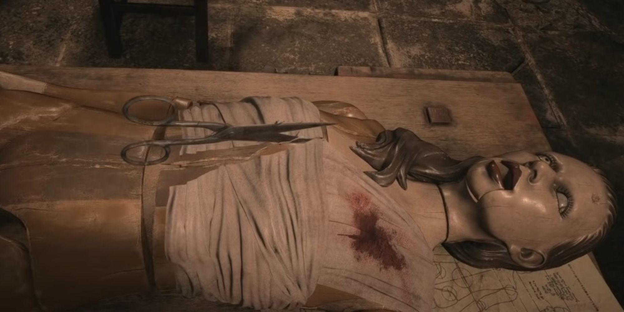 Resident Evil Village Cutting Off Mia Doll's Bandages