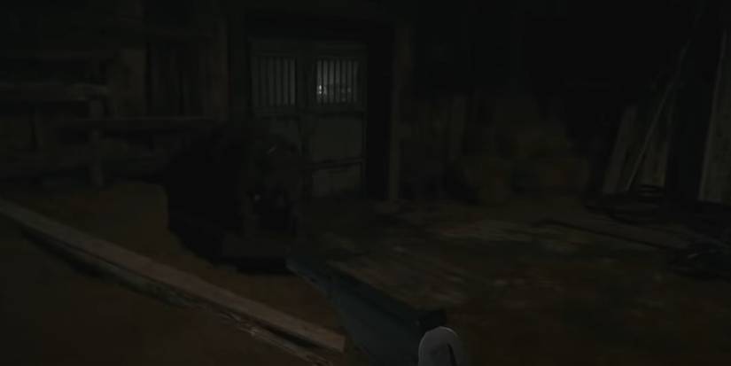 Resident Evil Village Exiting Out Of The Second Set Of Doors In The Factory