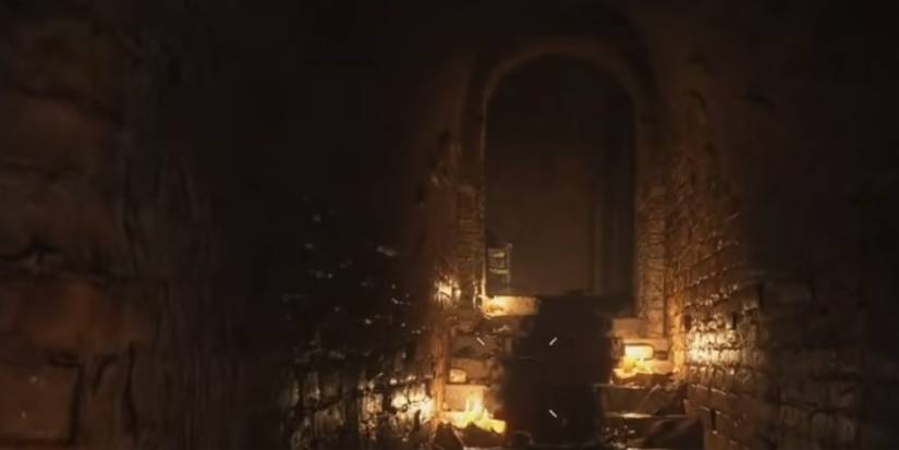 Resident Evil Village Exiting The Cellar Through A Bloody Staircase