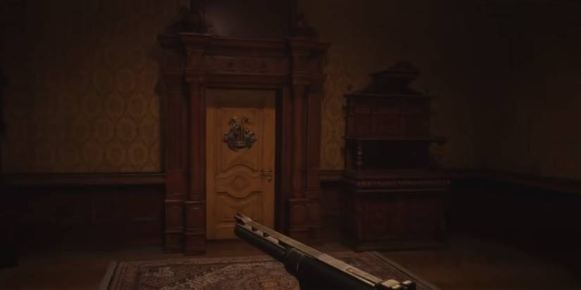 Resident Evil Village Going Through The Door At The Top Of The Steps