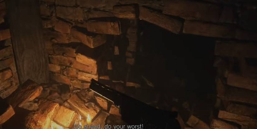 Resident Evil Village Going Through A Hole In The Bricks