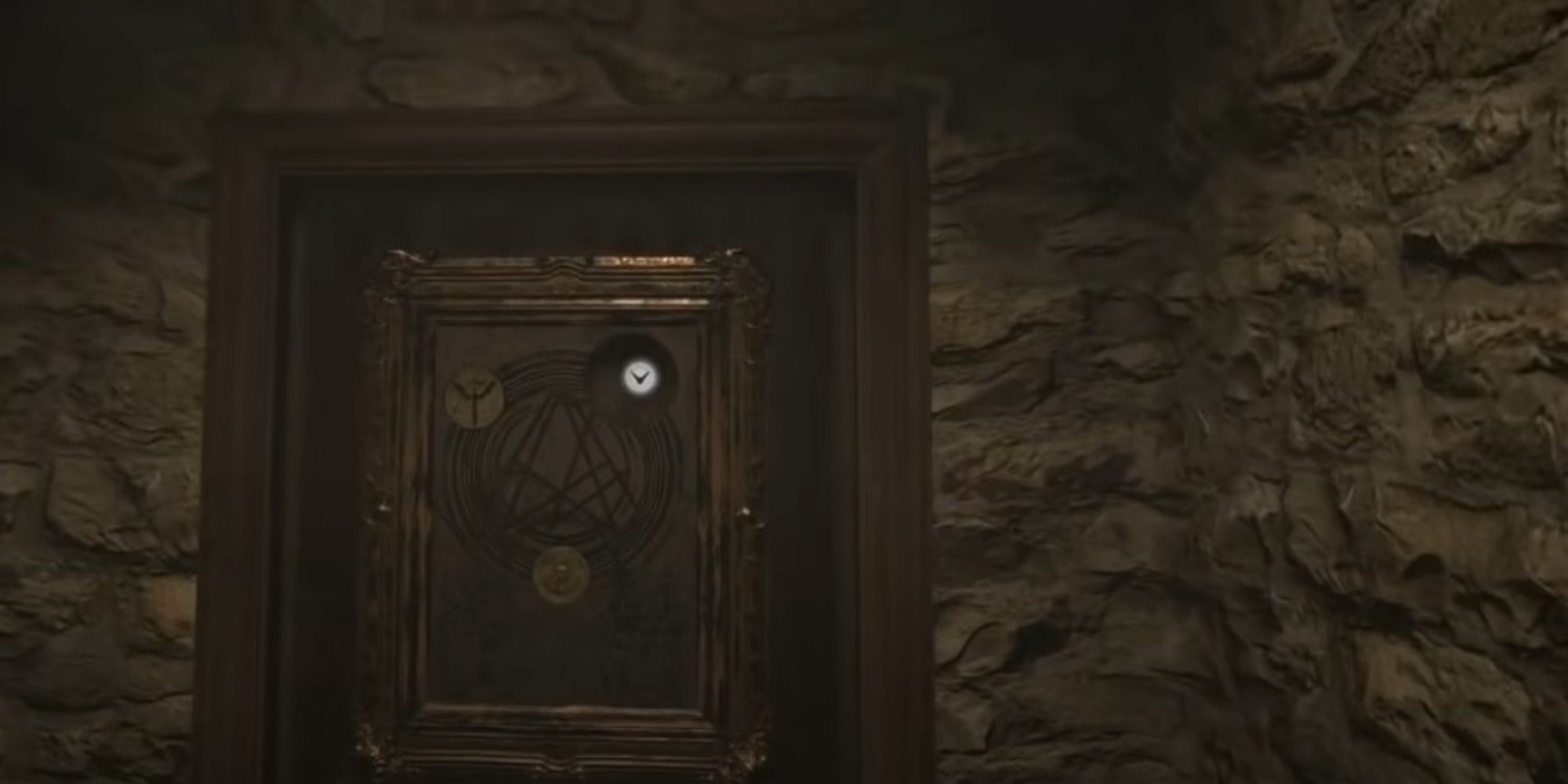 Resident Evil Village Placing The Brass Medallion In The Door