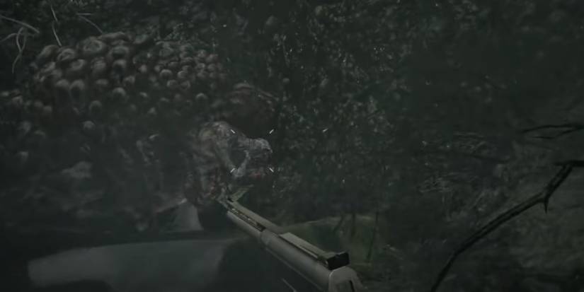 Resident Evil Village Shooting Moreau As He Exits The Creature's Mouth