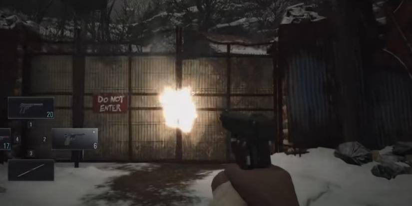 Resident Evil Village Shooting The Lock Off Of The White Gate