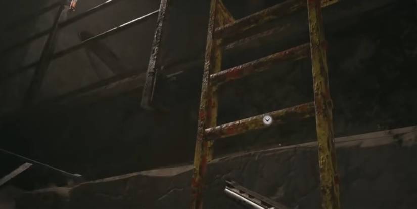 Resident Evil Village Taking The Yellow Ladder Up Out Of The Garbage Disposal