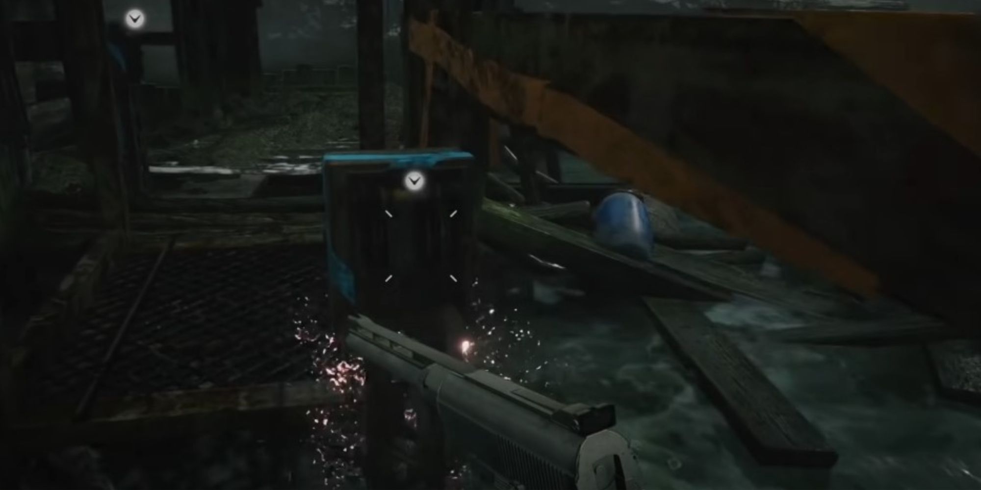 Resident Evil Village Underwater Platform With Blue-Taped Lever Rising Up