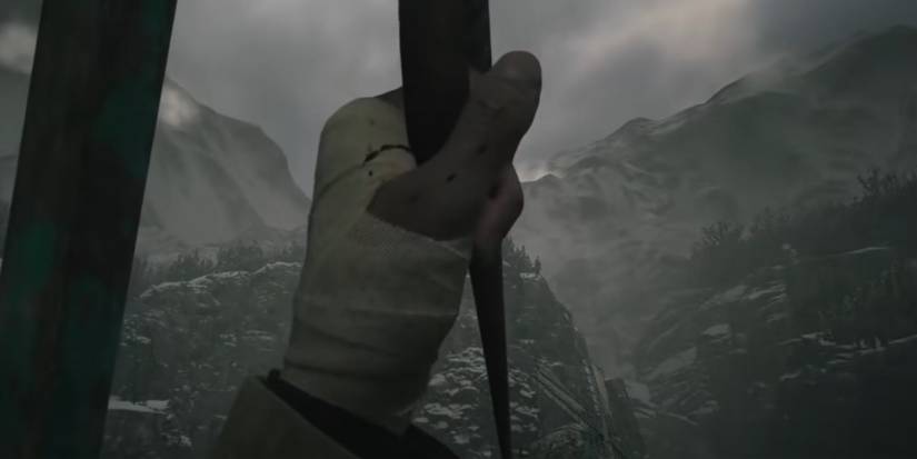 Resident Evil Village Using A Makeshift Zipline