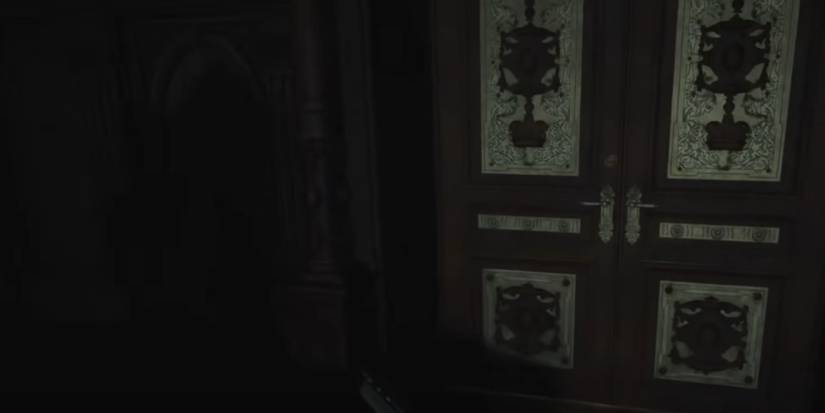 Resident Evil Village Wooden Double Doors With White Paneling