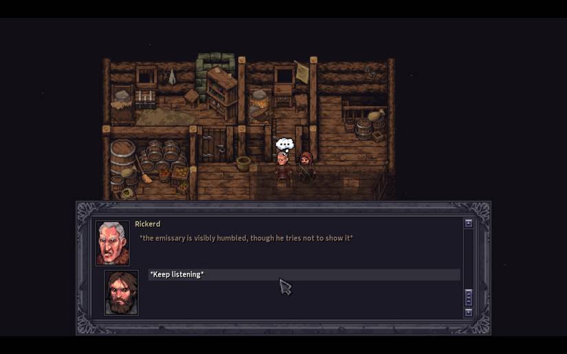 Rickerd is humbled to see the player again, though he tries not to show it.