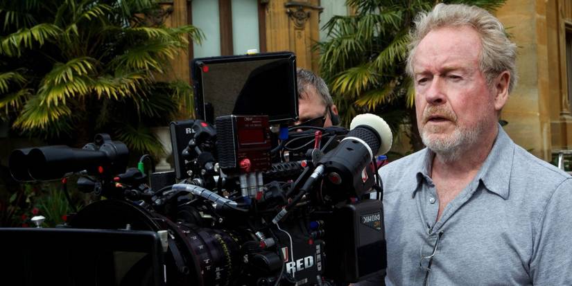 Ridley Scott on set with a camera