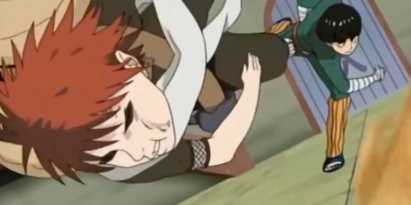 Rock Lee punches Gaara