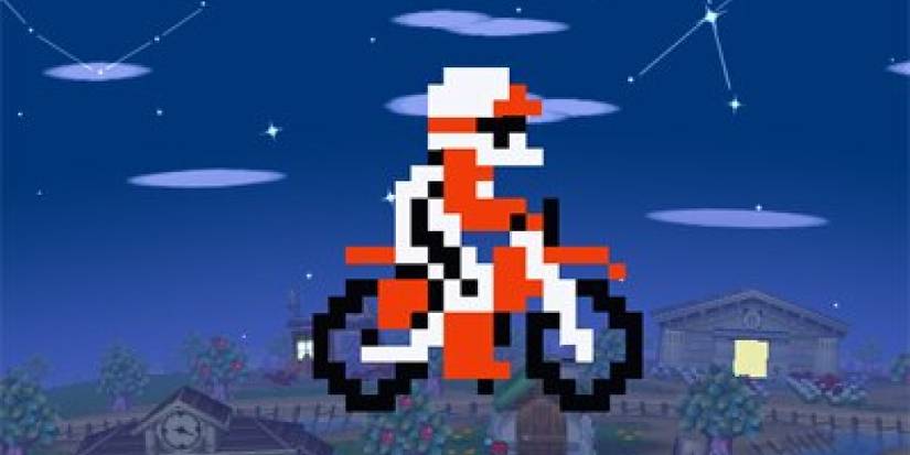 A pixelated Excitebike character appearing in Smash Bros Brawl
