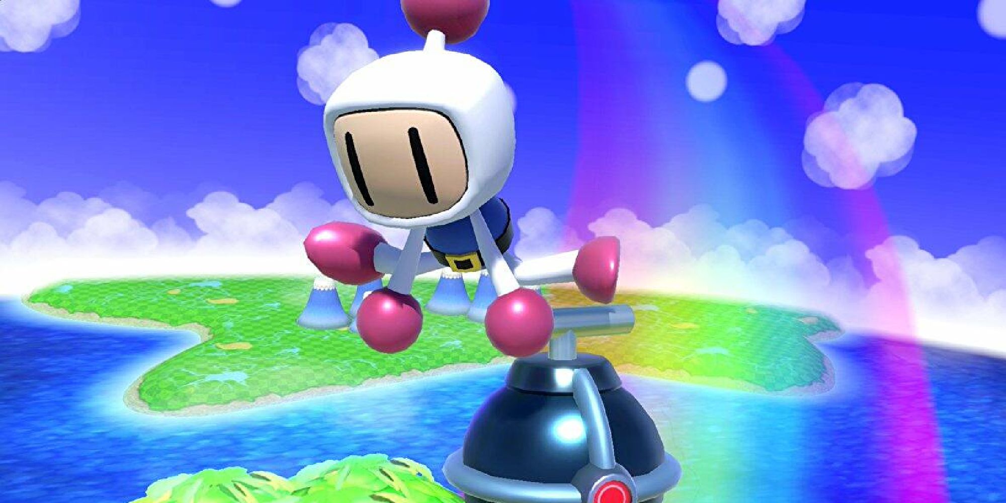 Bomberman placing a remote bomb in mid-air in Smash Bros Ultimate