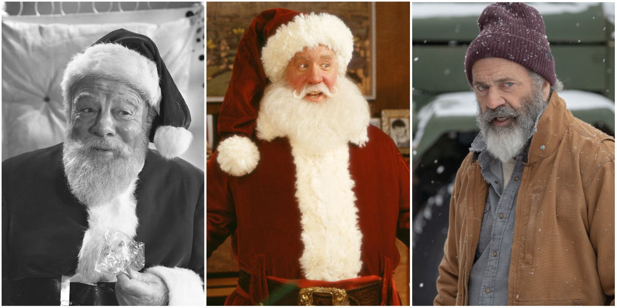 Santa in The Santa Clause, Miracle on 34th Street, and Fatman