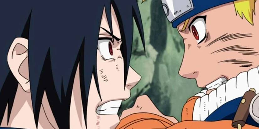 Sasuke and Naruto fighting at the Valley of End