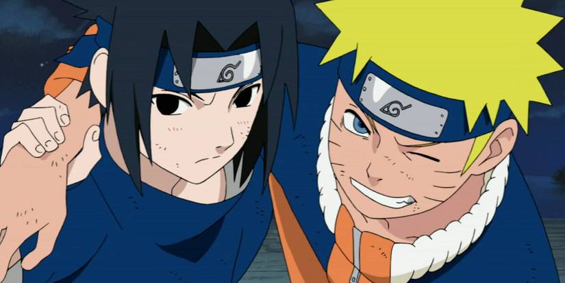 Sasuke carrying Naruto 