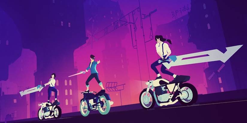 Sayonara Wild Hearts Sword Fight On Motorcycles