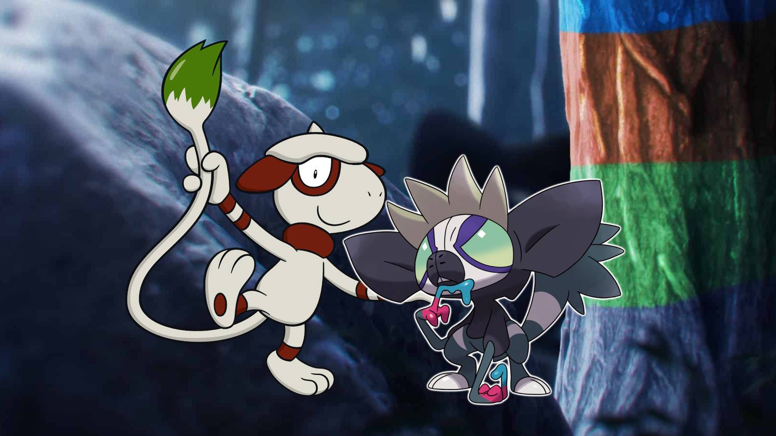 Pokemon Scarlet and Violet's Grafaiai alongside Smeargle