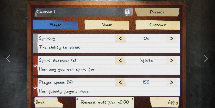 Some settings for the Speed Runner challenge in Phasmophobia