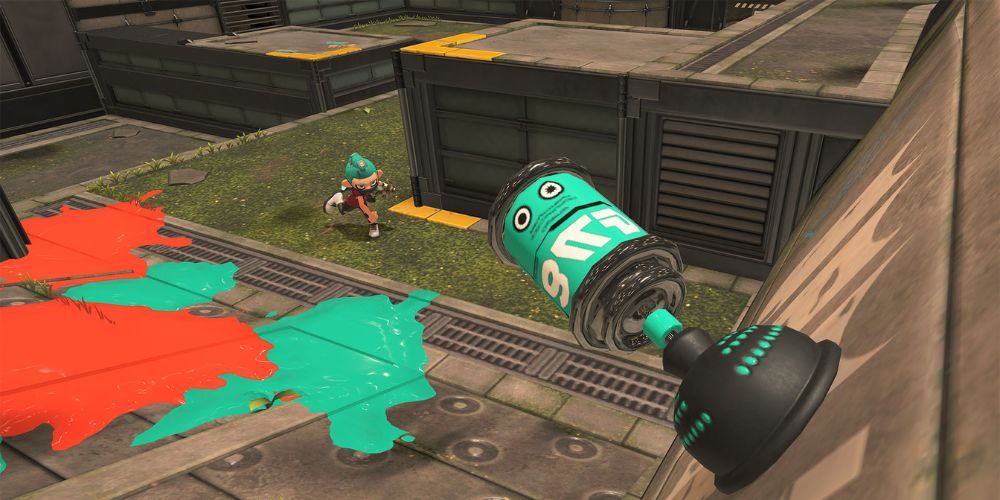 Splatoon 3 Suction Bomb stuck on a wall