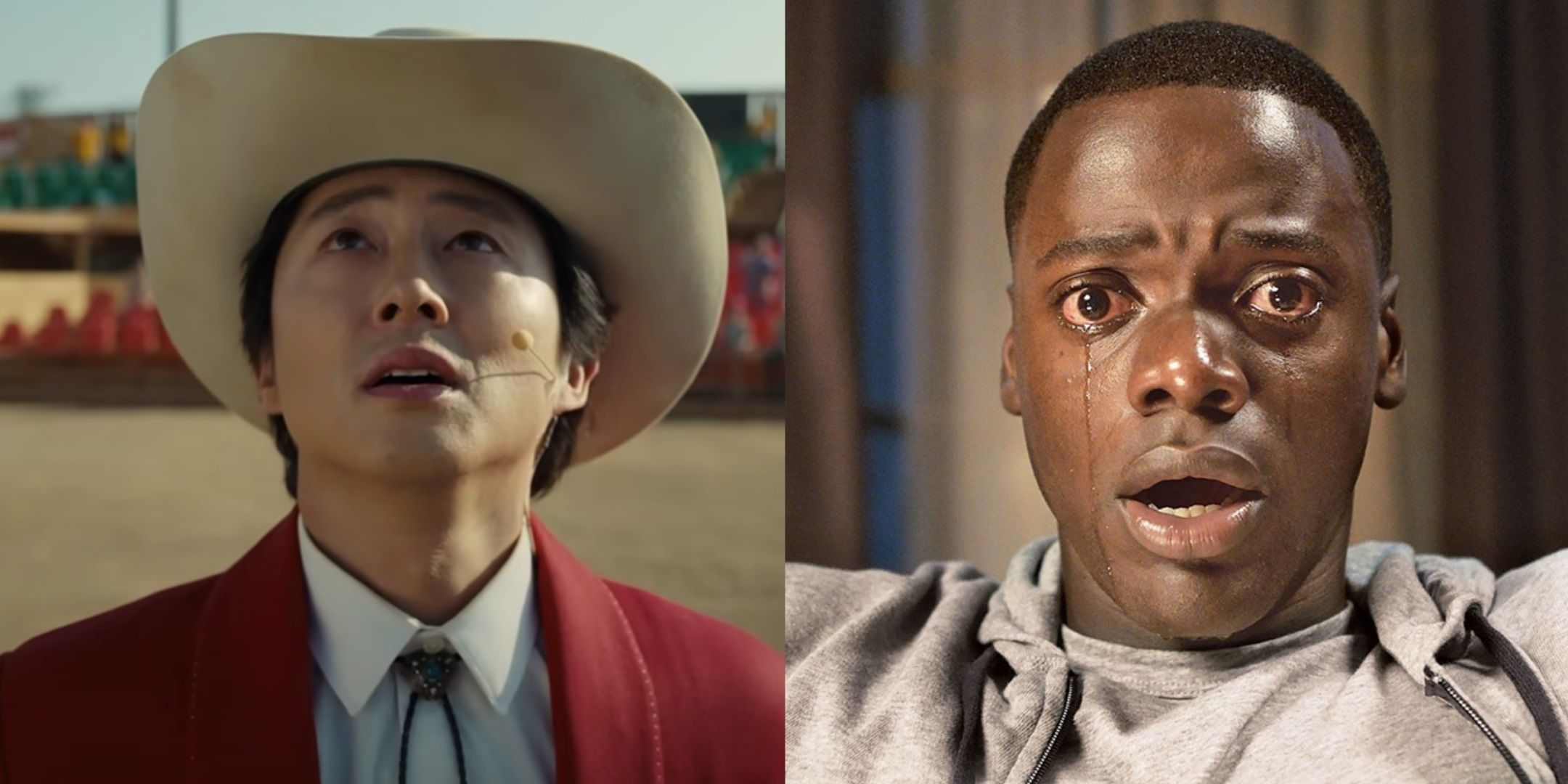Split image of Steven Yeun in Nope and Daniel Kaluuya in Get Out