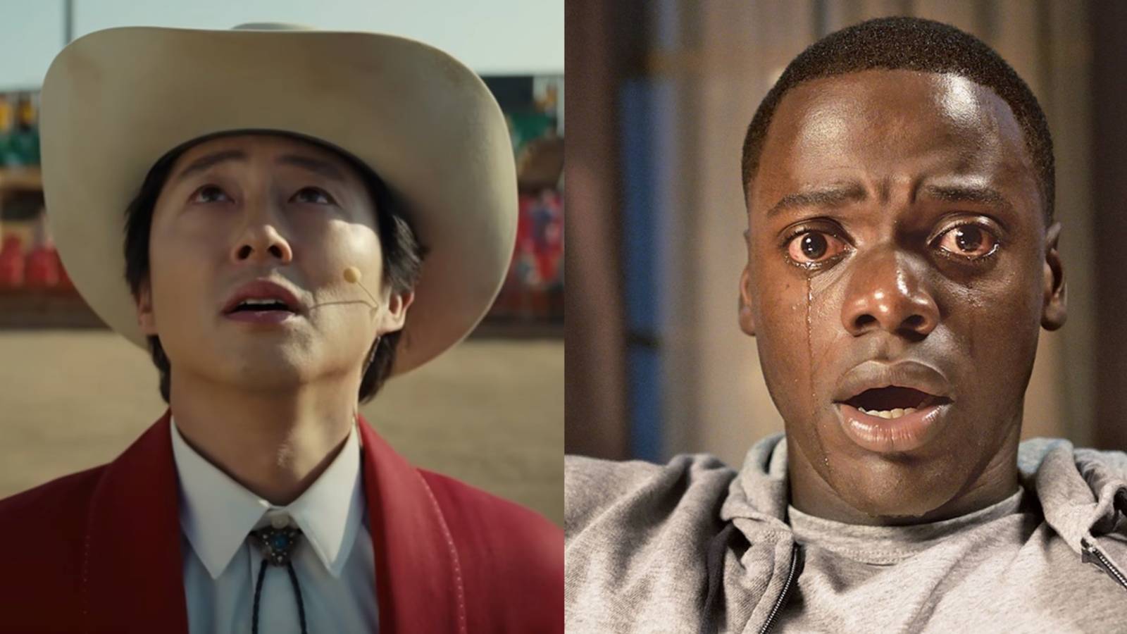 Split image of Steven Yeun in Nope and Daniel Kaluuya in Get Out
