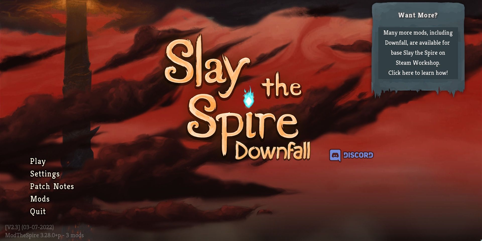 Slay The Spire Downfall Title Screen